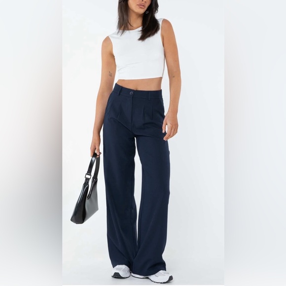 Princess Polly Pants - Princess Polly Navy Blue Wide Leg Pants NWT Size 6